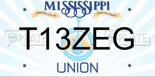 T13ZEG Mississippi License Plate