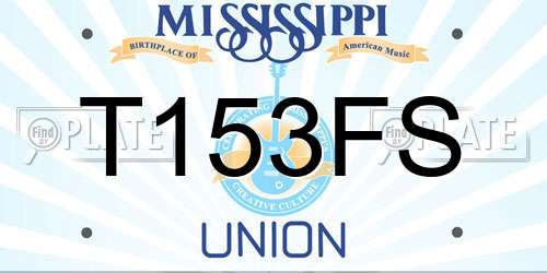 T153FS Mississippi License Plate