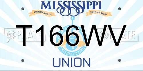 T166WV Mississippi License Plate