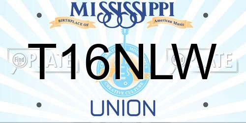 T16NLW Mississippi License Plate