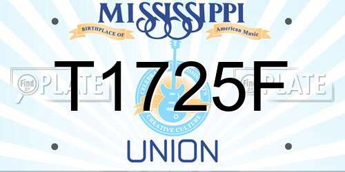 T1725F Mississippi License Plate