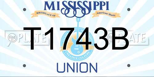 T1743B Mississippi License Plate
