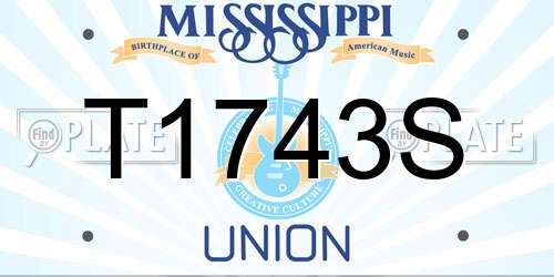 T1743S Mississippi License Plate
