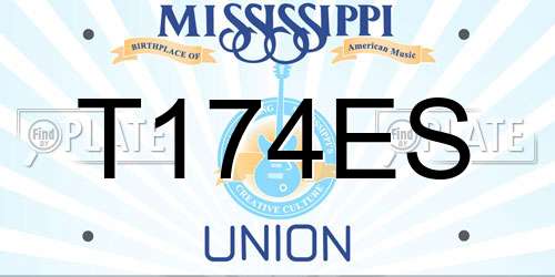 T174ES Mississippi License Plate