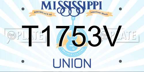 T1753V Mississippi License Plate