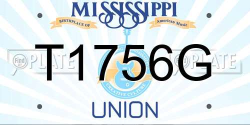 T1756G Mississippi License Plate