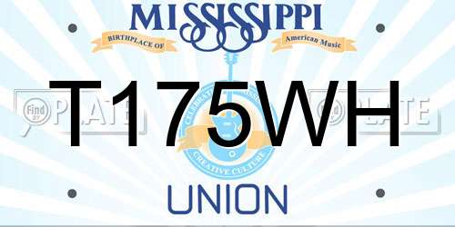 T175WH Mississippi License Plate
