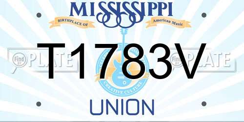 T1783V Mississippi License Plate