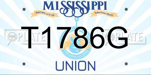 T1786G Mississippi License Plate