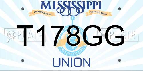 T178GG Mississippi License Plate