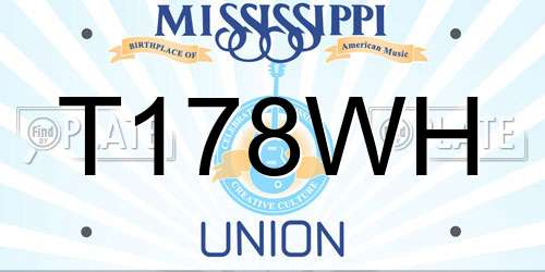 T178WH Mississippi License Plate