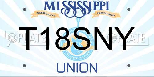 T18SNY Mississippi License Plate