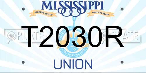 T2030R Mississippi License Plate