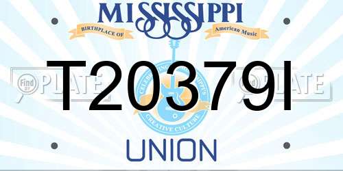 T20379I Mississippi License Plate