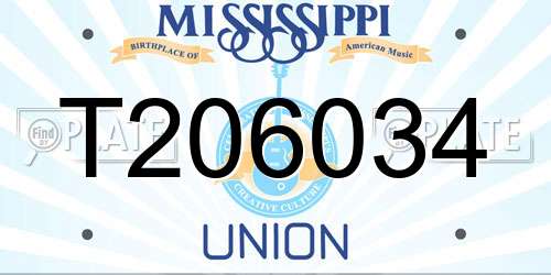 T206034 Mississippi License Plate