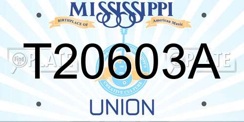 T20603A Mississippi License Plate