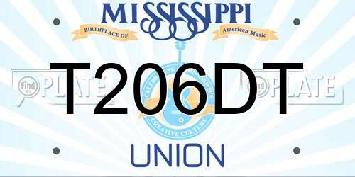 T206DT Mississippi License Plate