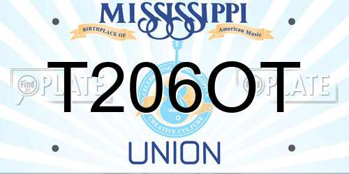 T206OT Mississippi License Plate