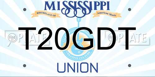 T20GDT Mississippi License Plate
