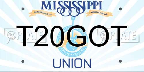 T20GOT Mississippi License Plate