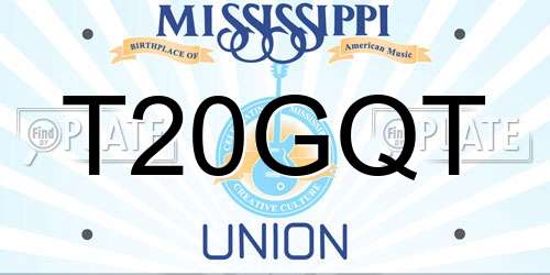 T20GQT Mississippi License Plate