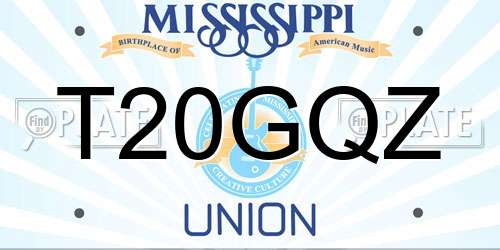 T20GQZ Mississippi License Plate