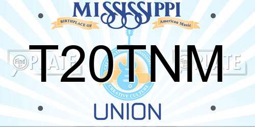 T20TNM Mississippi License Plate