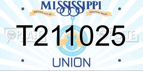 T211025 Mississippi License Plate
