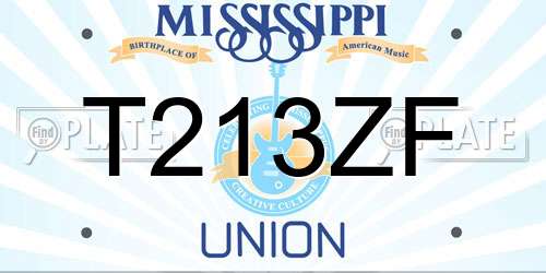 T213ZF Mississippi License Plate