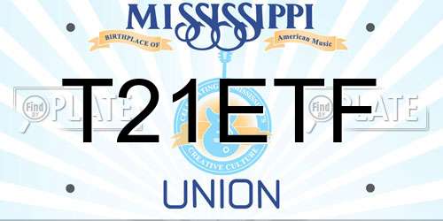 T21ETF Mississippi License Plate
