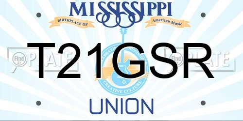 T21GSR Mississippi License Plate