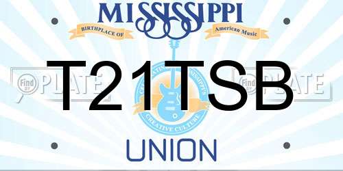 T21TSB Mississippi License Plate