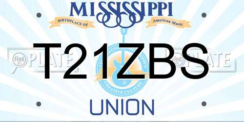 T21ZBS Mississippi License Plate