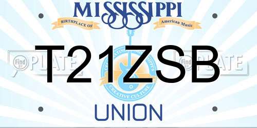T21ZSB Mississippi License Plate