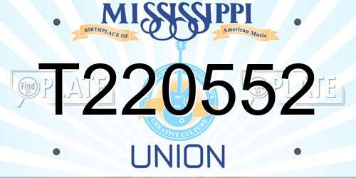 T220552 Mississippi License Plate