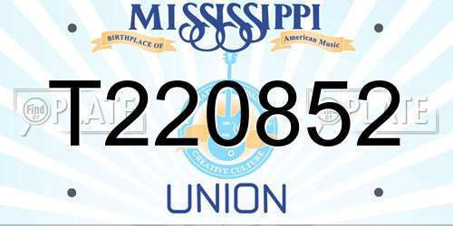 T220852 Mississippi License Plate