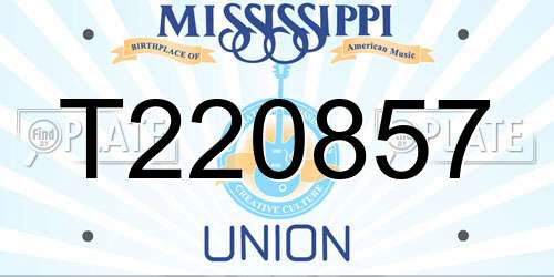 T220857 Mississippi License Plate