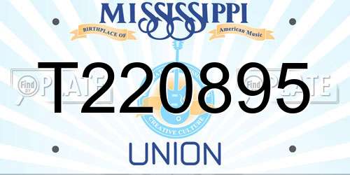 T220895 Mississippi License Plate