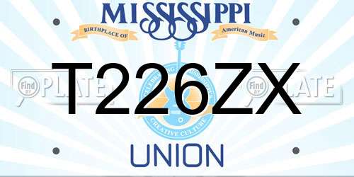 T226ZX Mississippi License Plate