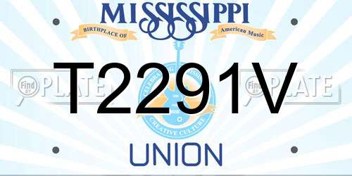 T2291V Mississippi License Plate
