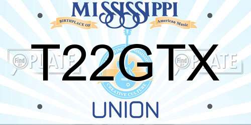 T22GTX Mississippi License Plate