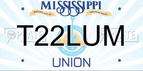 T22LUM Mississippi License Plate