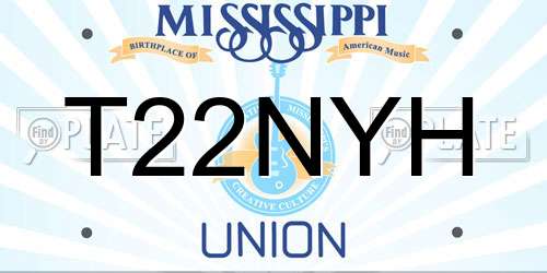 T22NYH Mississippi License Plate
