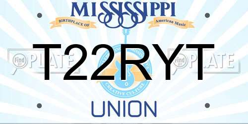 T22RYT Mississippi License Plate