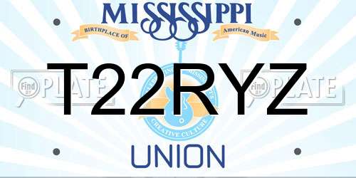 T22RYZ Mississippi License Plate