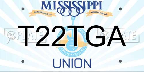 T22TGA Mississippi License Plate