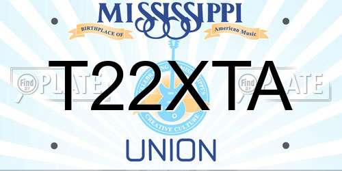 T22XTA Mississippi License Plate