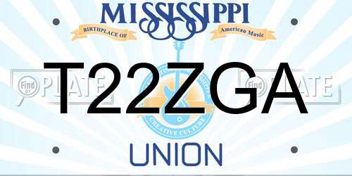 T22ZGA Mississippi License Plate