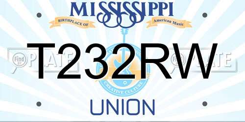 T232RW Mississippi License Plate