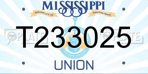 T233025 Mississippi License Plate